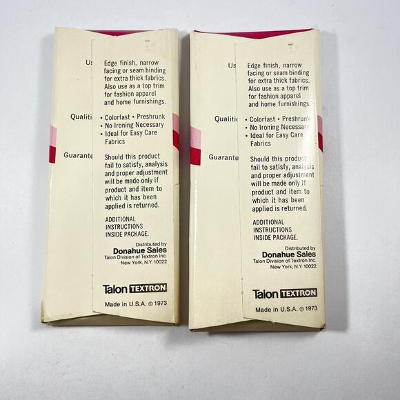 Talon Bias Tape 7/8 Wide Single Fold 3 Yards Polyester Cotton 435 Cranberry 1973 - Picture 2 of 2